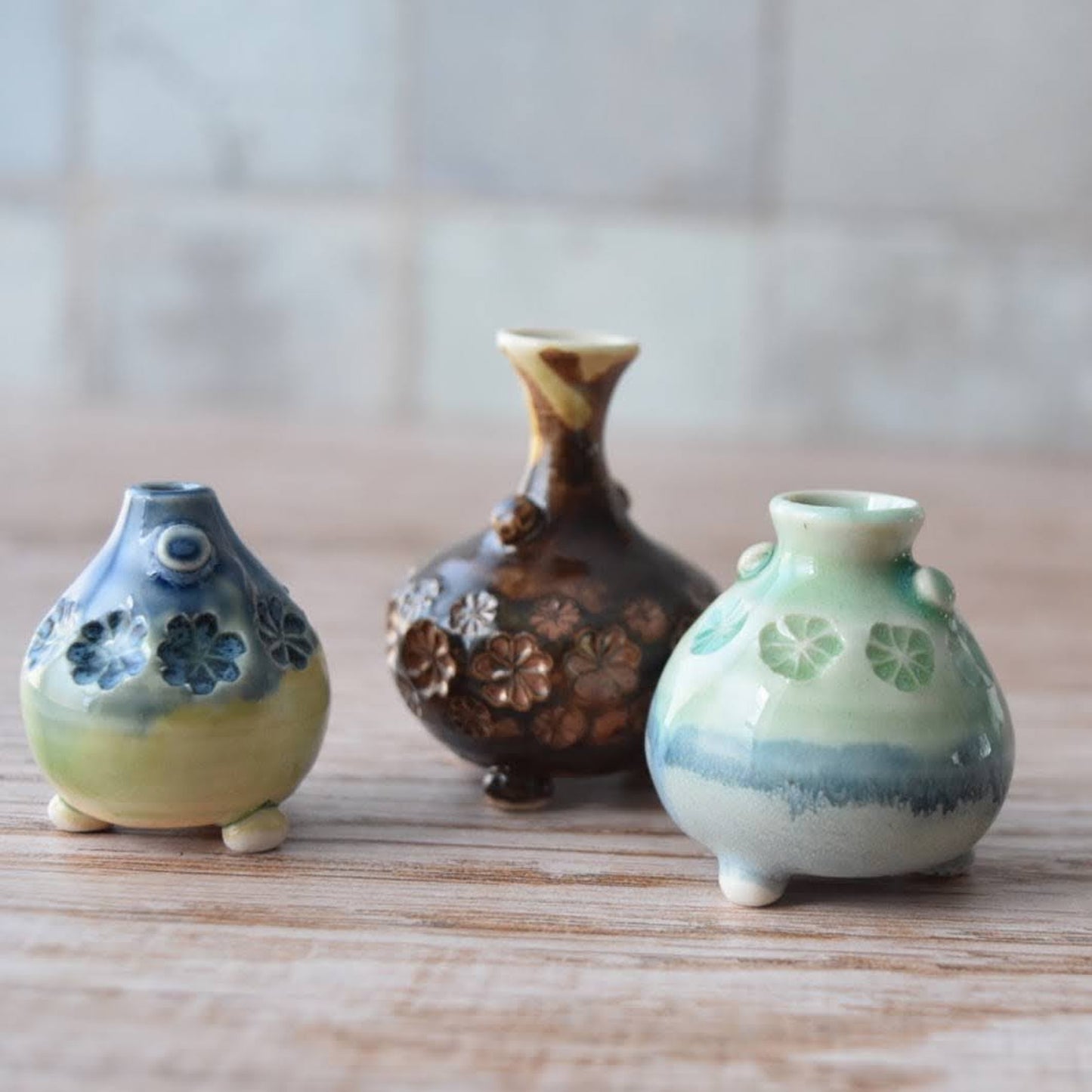 Miniature Bud Vase Trio in Ginger by Sky Mage