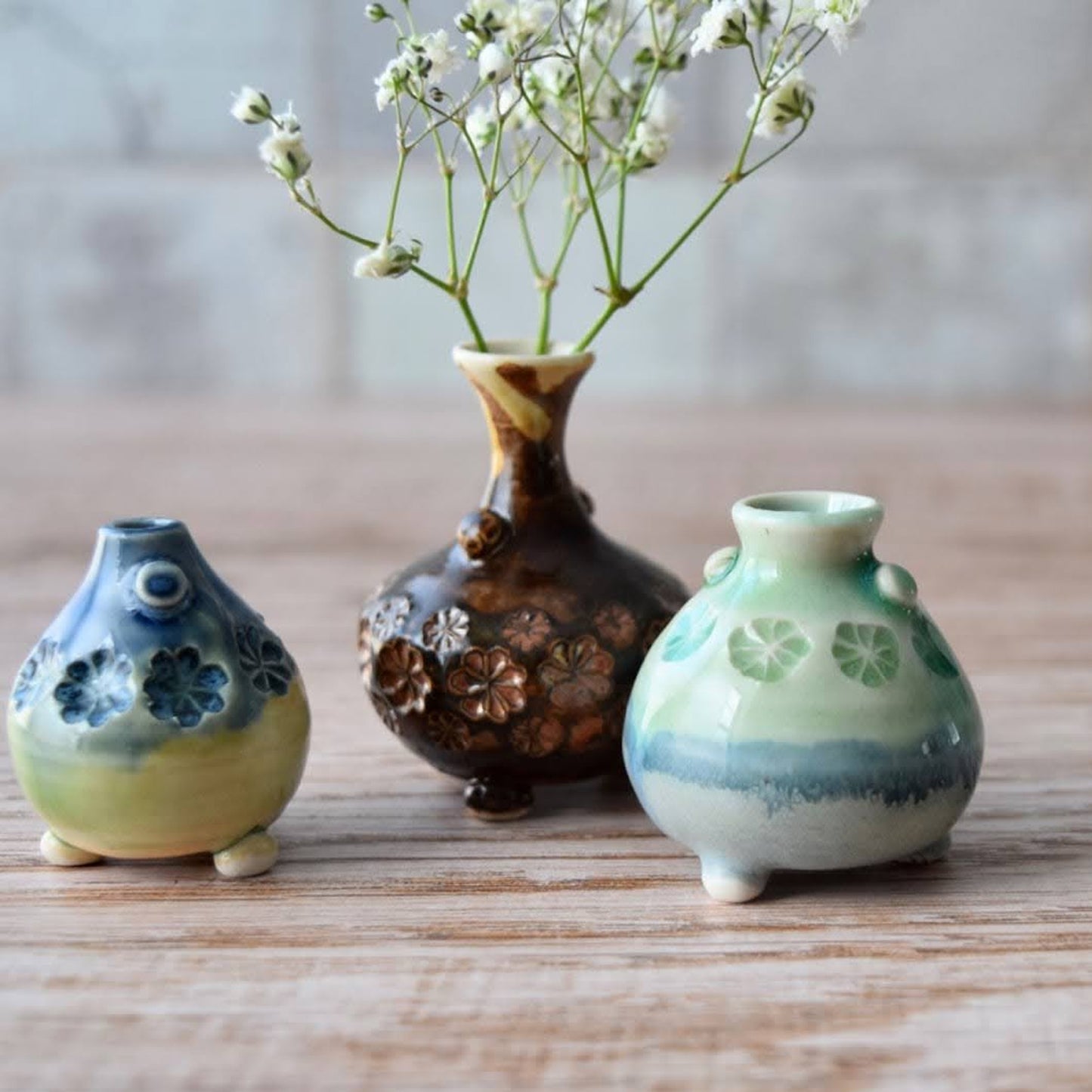 Miniature Bud Vase Trio in Ginger by Sky Mage