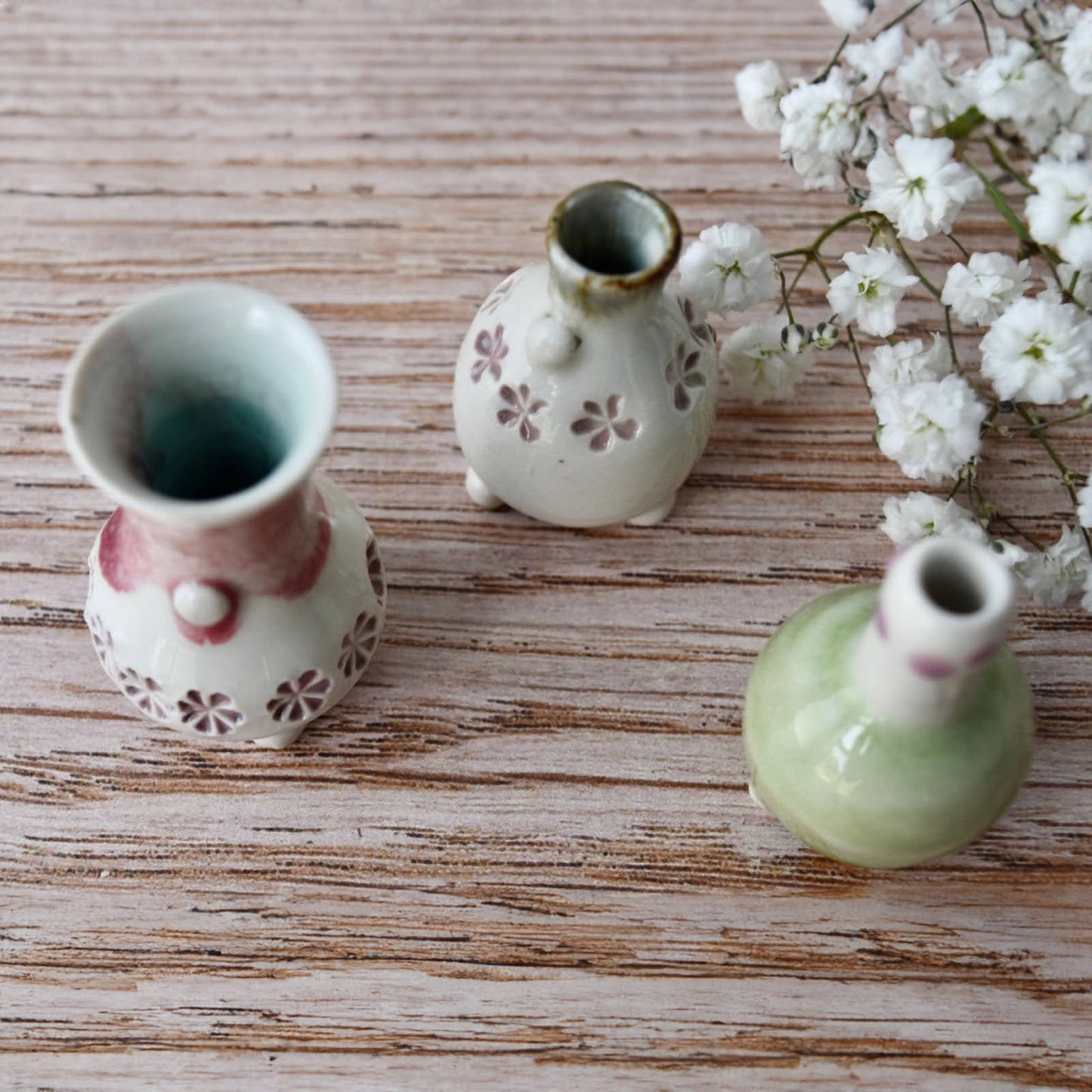 Miniature Bud Vase Trio in Pear by Sky Mage