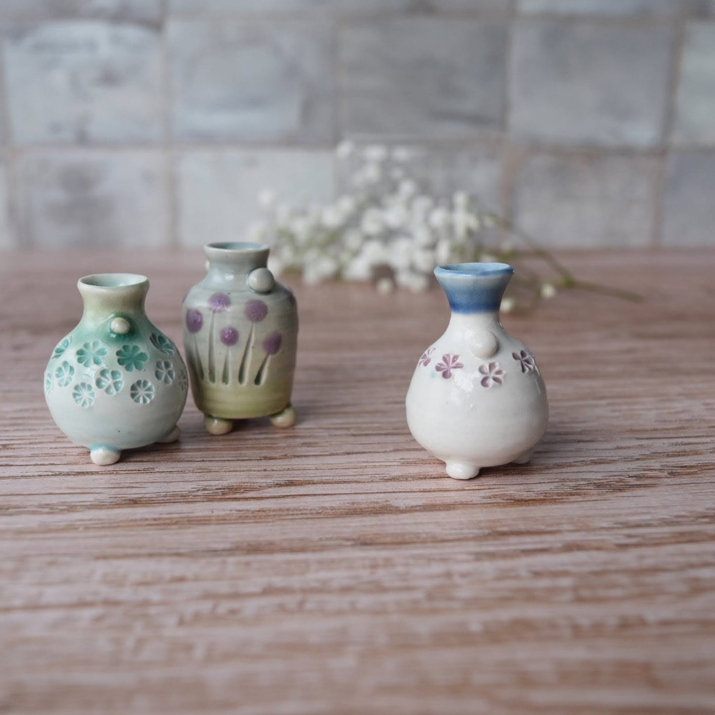 Miniature Bud Vase Trio in Raspberry by Sky Mage