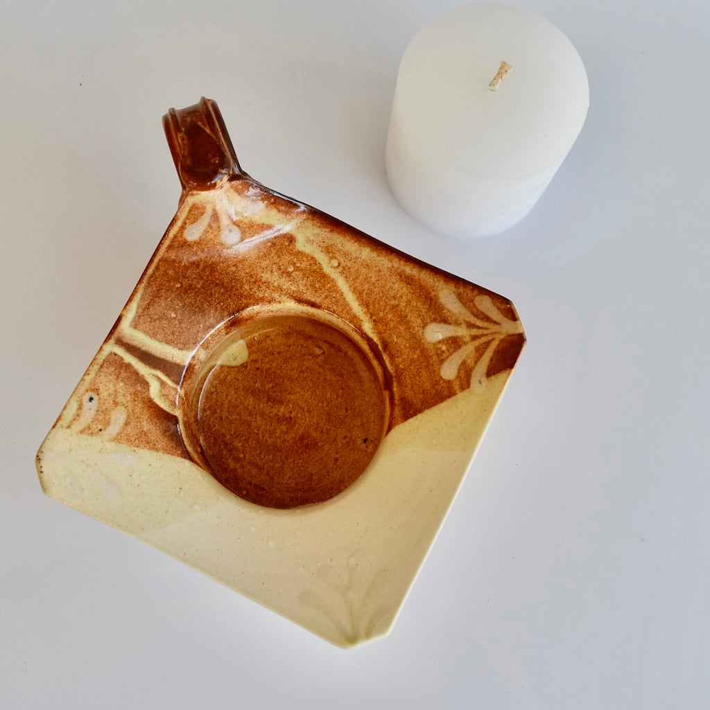 Candle Holder in Amber by Otis Pottery