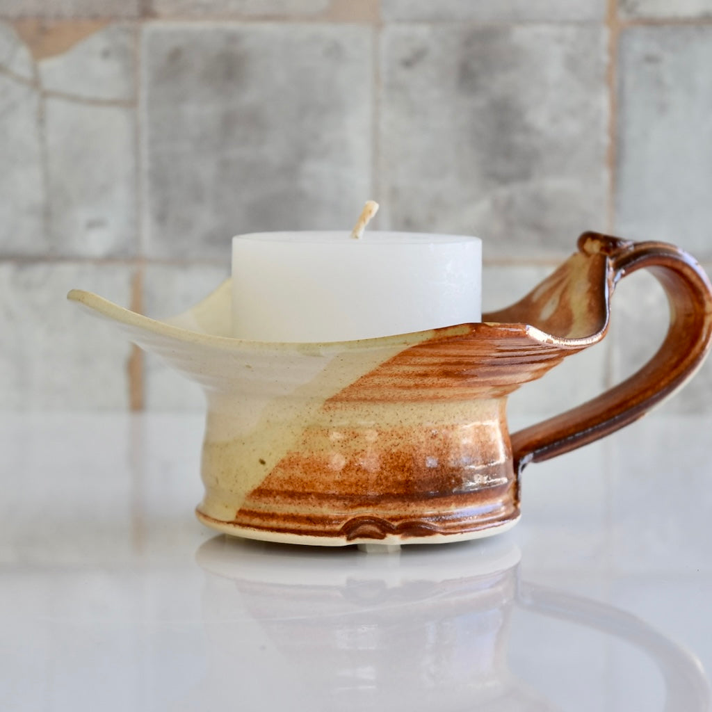 Candle Holder in Rust by Otis Pottery
