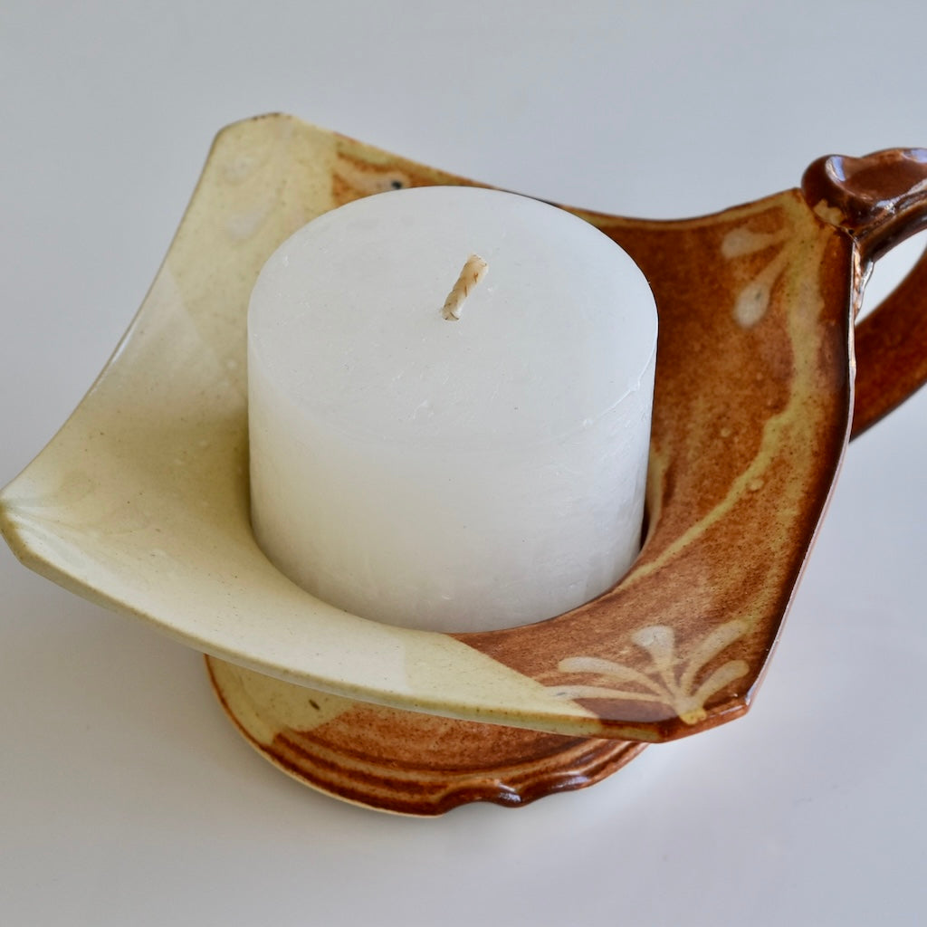 Candle Holder in Rust by Otis Pottery