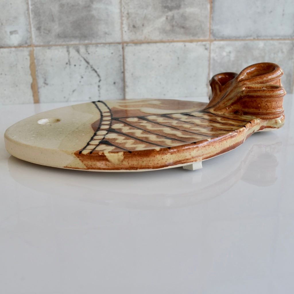 Cheese Plate in Bronze Fish by Otis Pottery