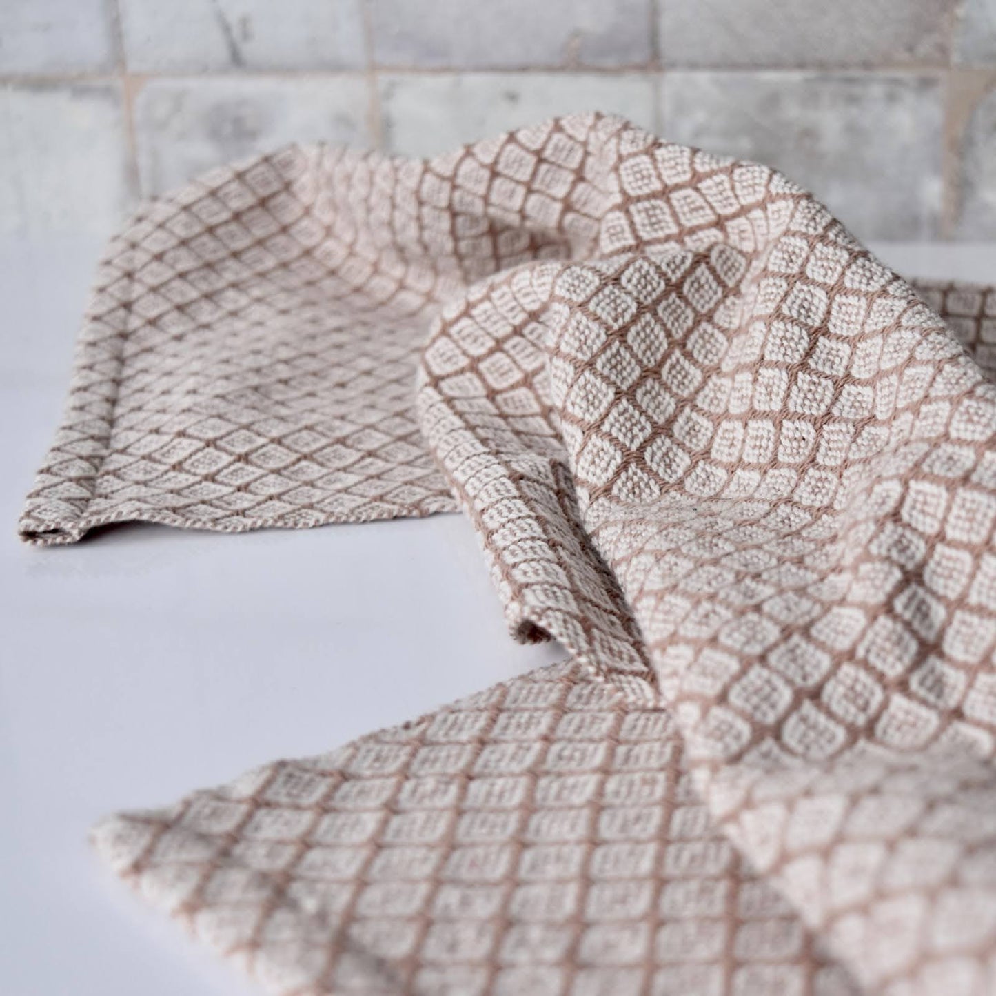 Tea Towel / Hand Towel Mocha Mousse Diamonds by Kristina Nichols