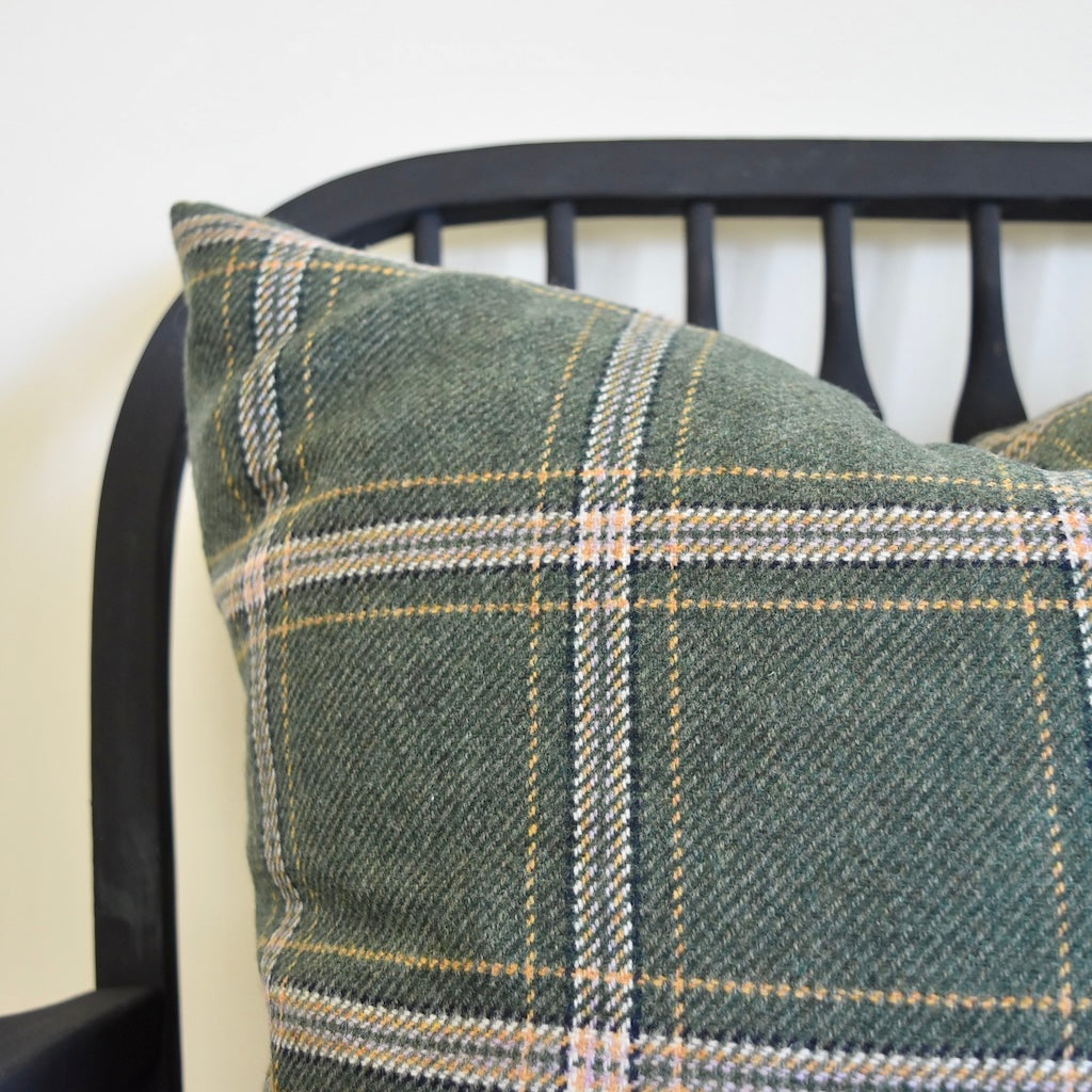 Decorator Pillow in Green Merino Wool Plaid by Shannan Bower Home