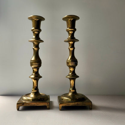 Found Solid 19th Century Style Brass Candlestick Pair