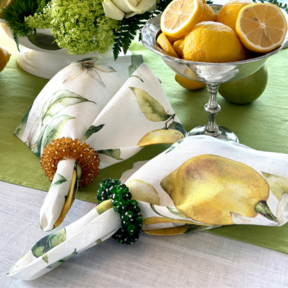 Limoncello Watercolor Italian Linen Napkin by Arte Italica & Crown Linen Designs