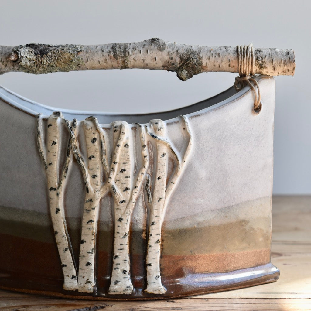 Autumn Tone Birch Basket by Jan Toscano