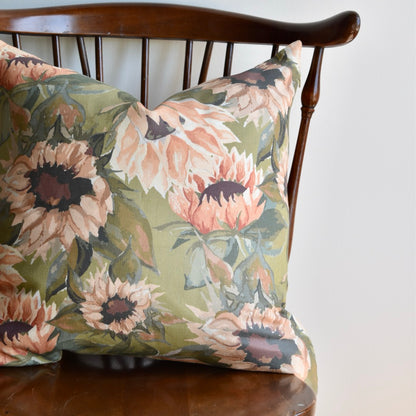 Decorative 100% Linen Pillow in Sunflowers by Glass Muriel