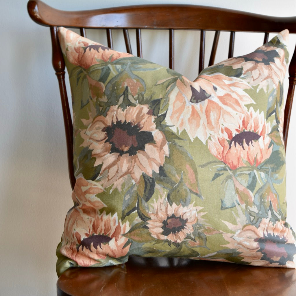Decorative 100% Linen Pillow in Sunflowers by Glass Muriel