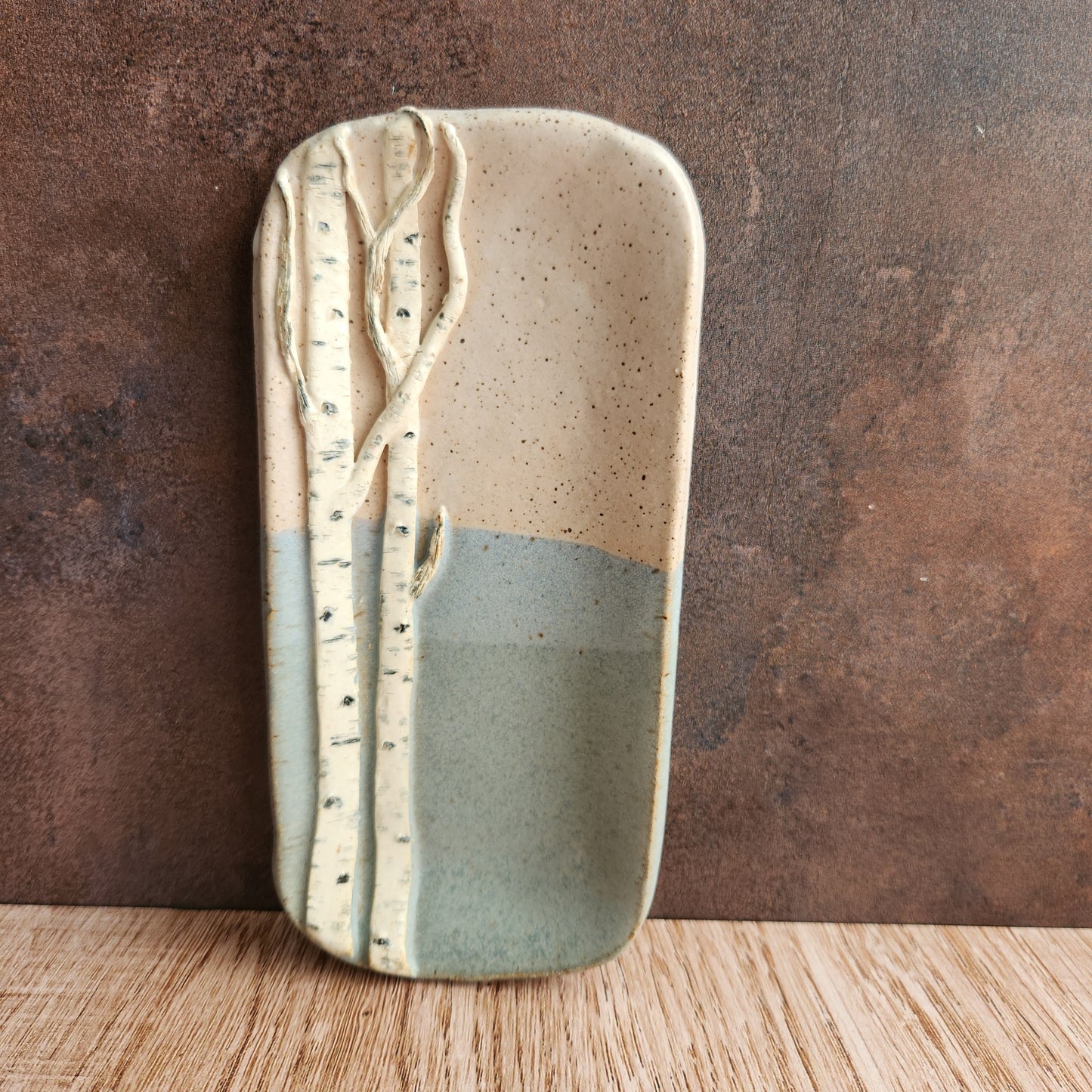 Extra Small Birch Dish in Light Blue and Sand by Jan Toscano