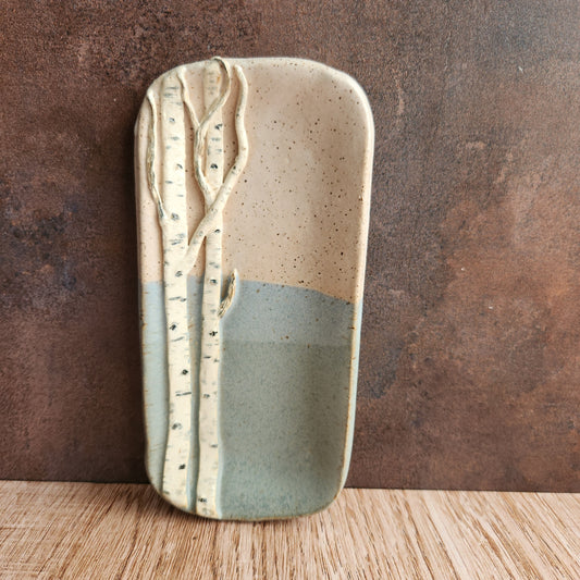 Extra Small Birch Dish in Light Blue and Sand by Jan Toscano