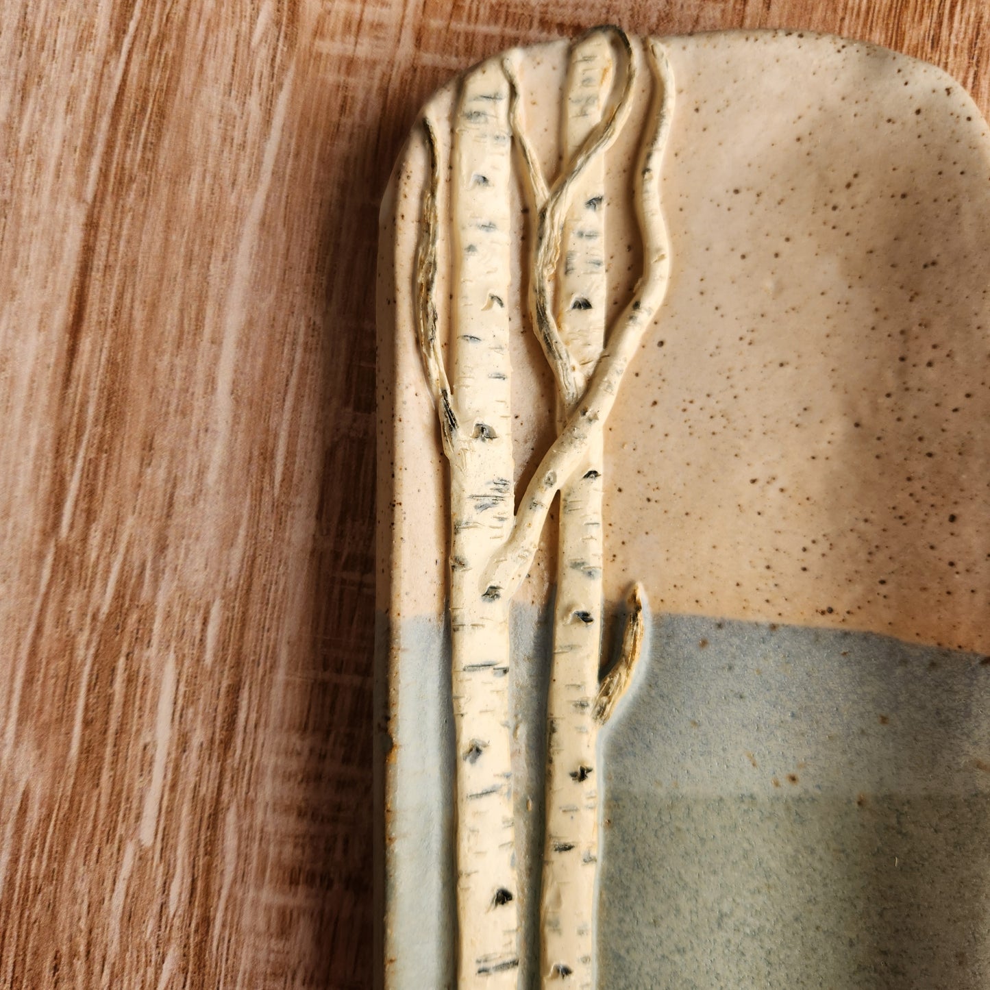 Extra Small Birch Dish in Light Blue and Sand by Jan Toscano