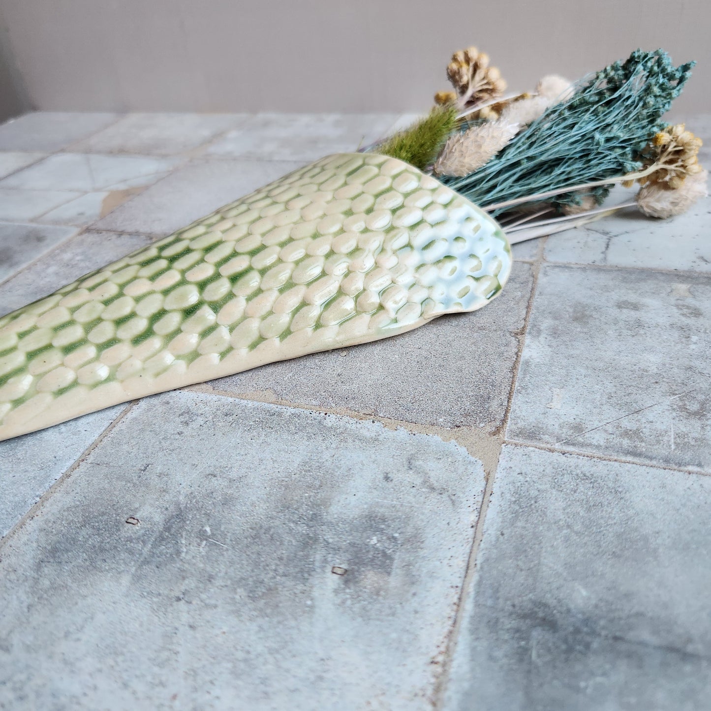 Large Mermaid Tail Wall Vase in Sea Foam by Sky Mage