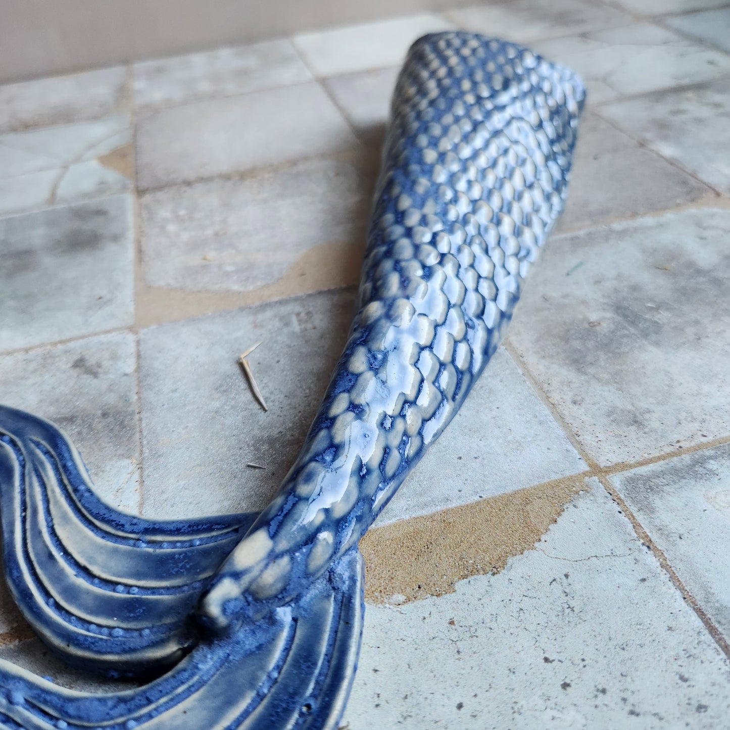 Large Mermaid Tail Wall Vase in Navy by Sky Mage