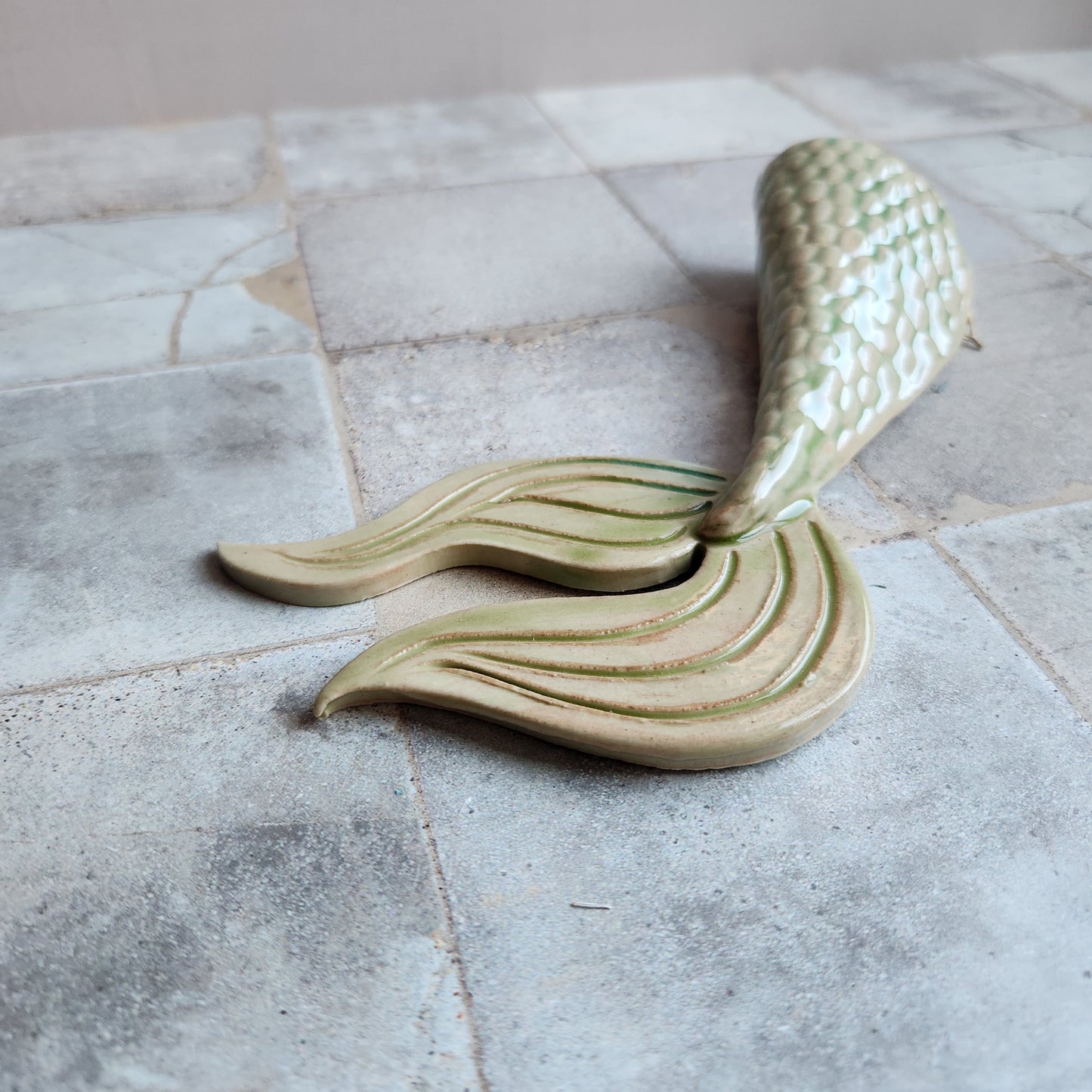 Mermaid Tail Wall Vase in Seafoam by Sky Mage
