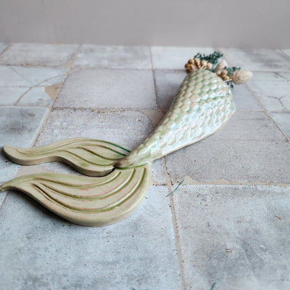 Mermaid Tail Wall Vase in Seafoam by Sky Mage
