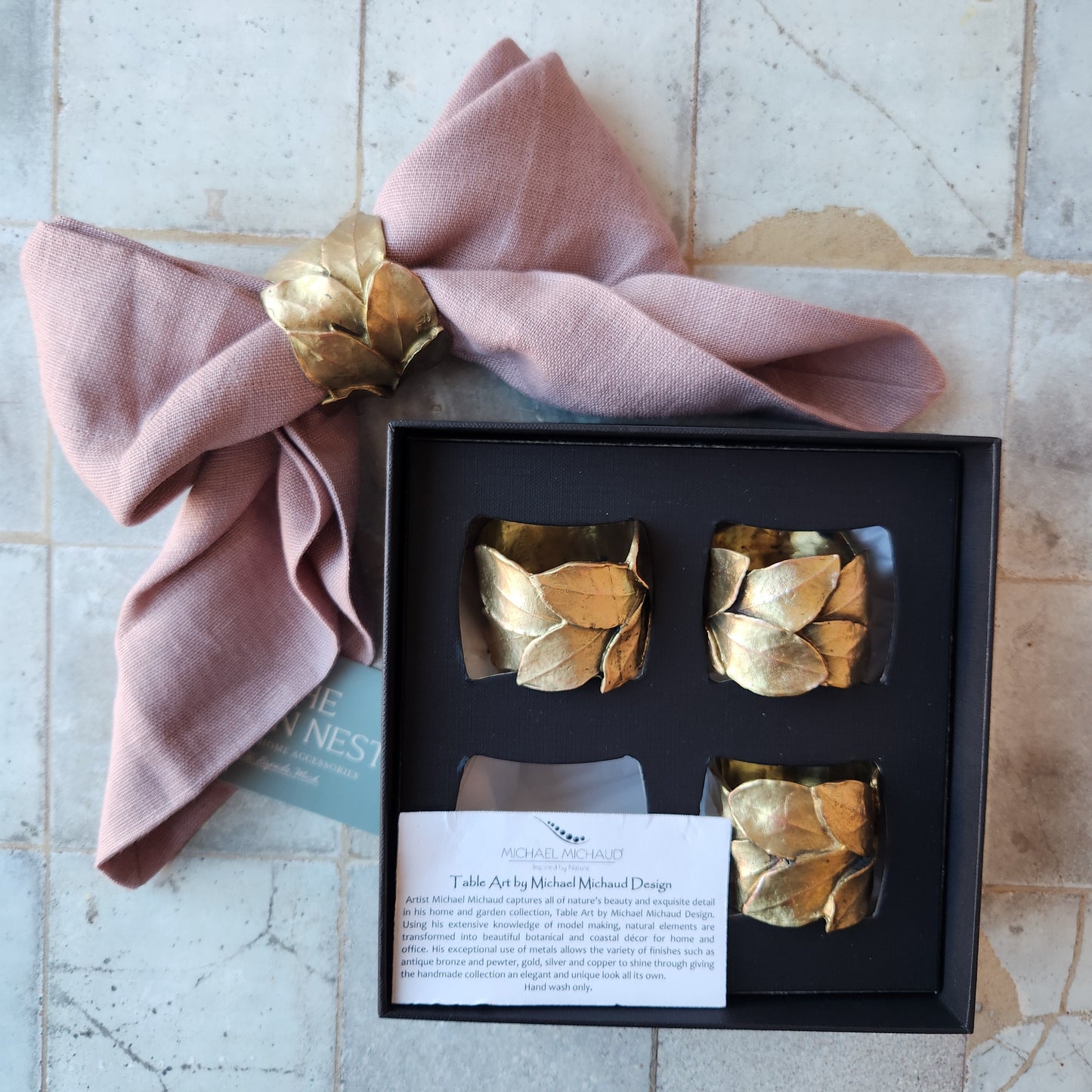 Bay Leaf Napkin Rings By Michael Michaud (Set of 4)