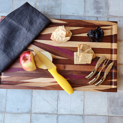 Cutting Board in Purple Heart, Padauk, Black Walnut, Sapele, and Mahogany by Rhino Woodworking