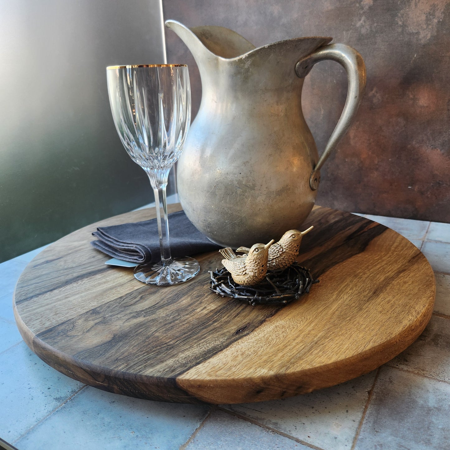 Lazy Susan in Maple and Walnut by Rhino Woodworking