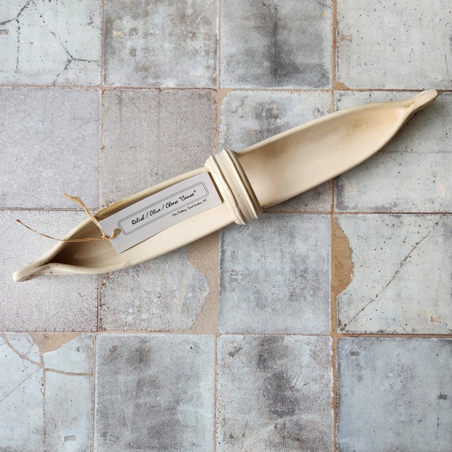 Small Relish, Olive, and Cheese Canoes by Otis Pottery