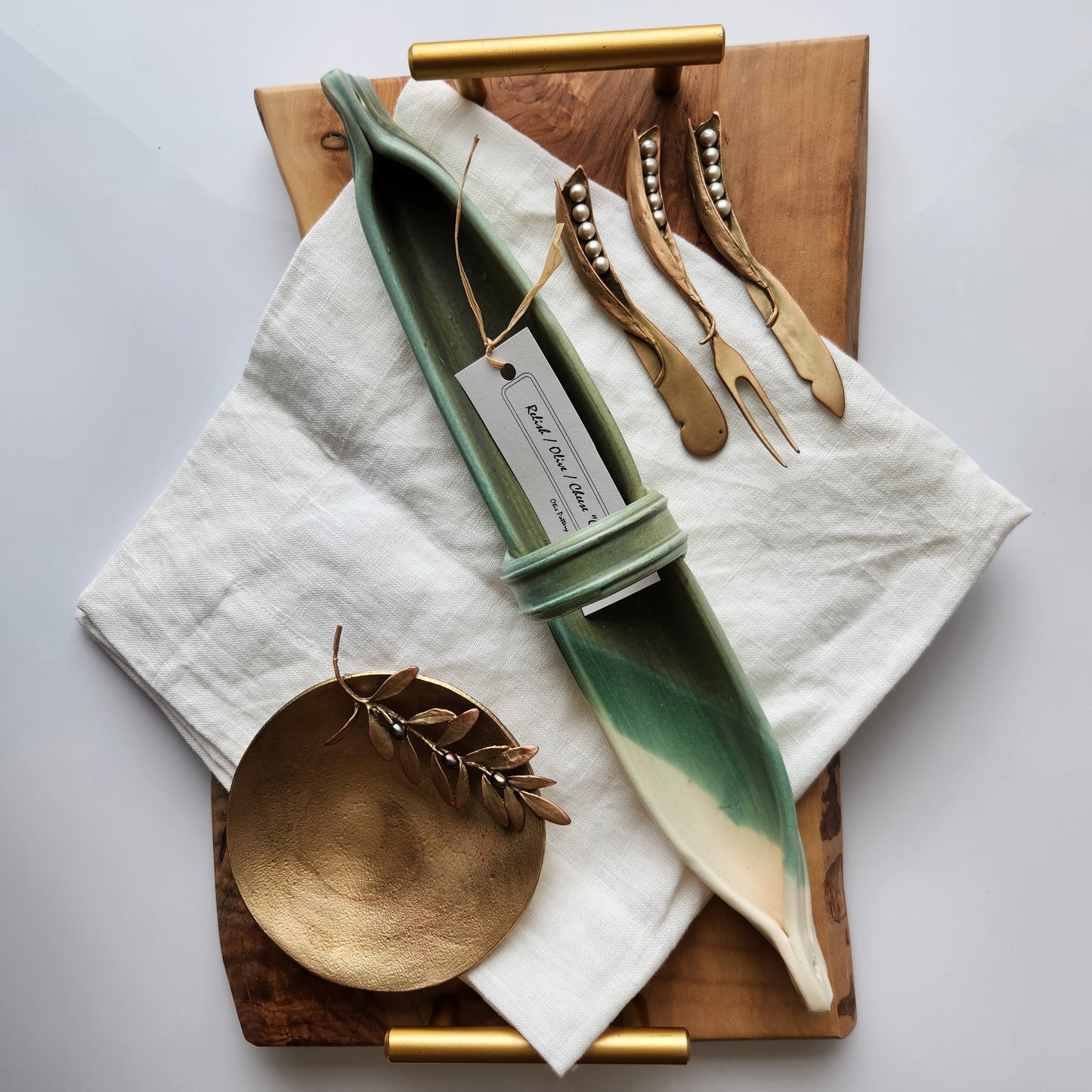 Small Relish, Olive, and Cheese Canoes by Otis Pottery