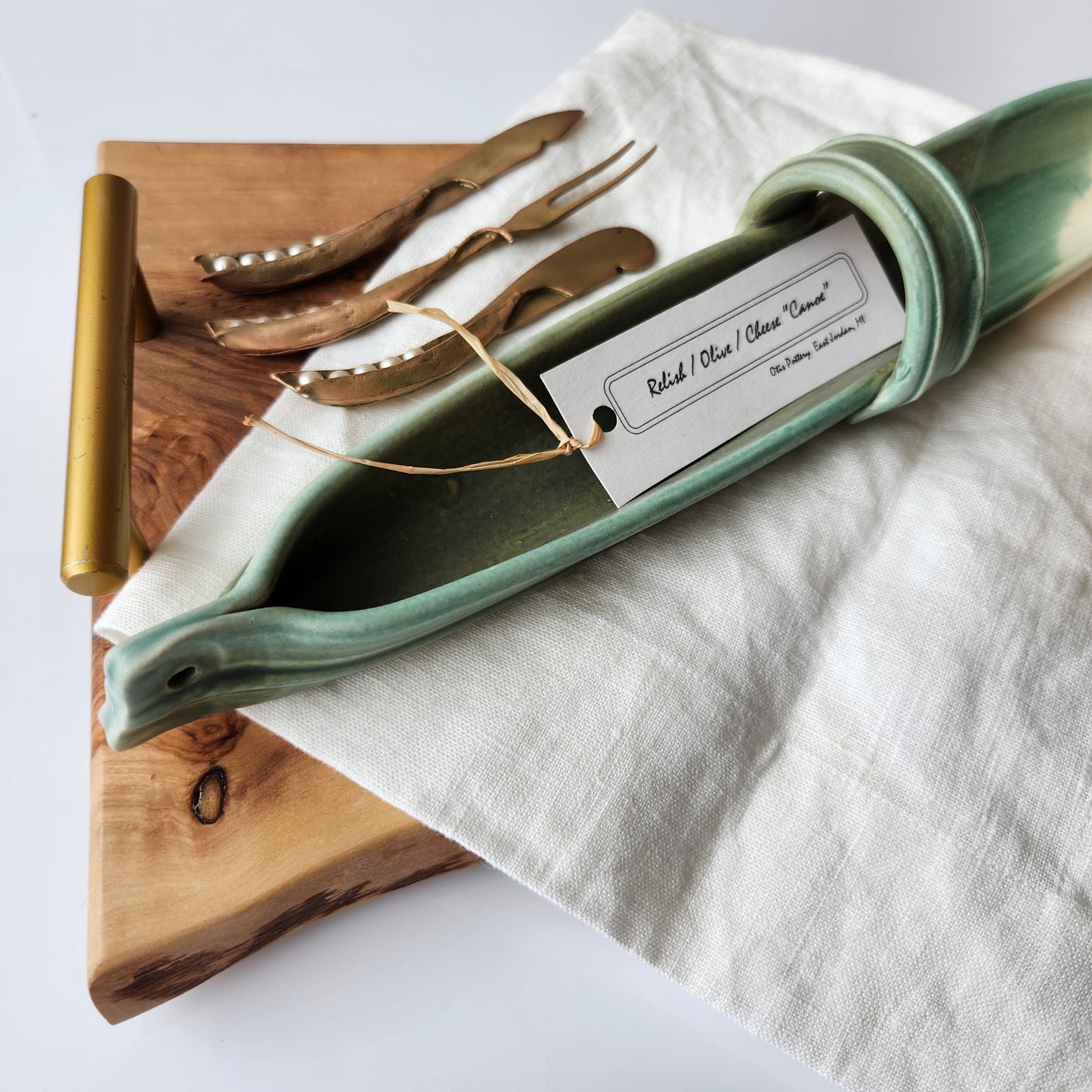 Small Relish, Olive, and Cheese Canoes by Otis Pottery