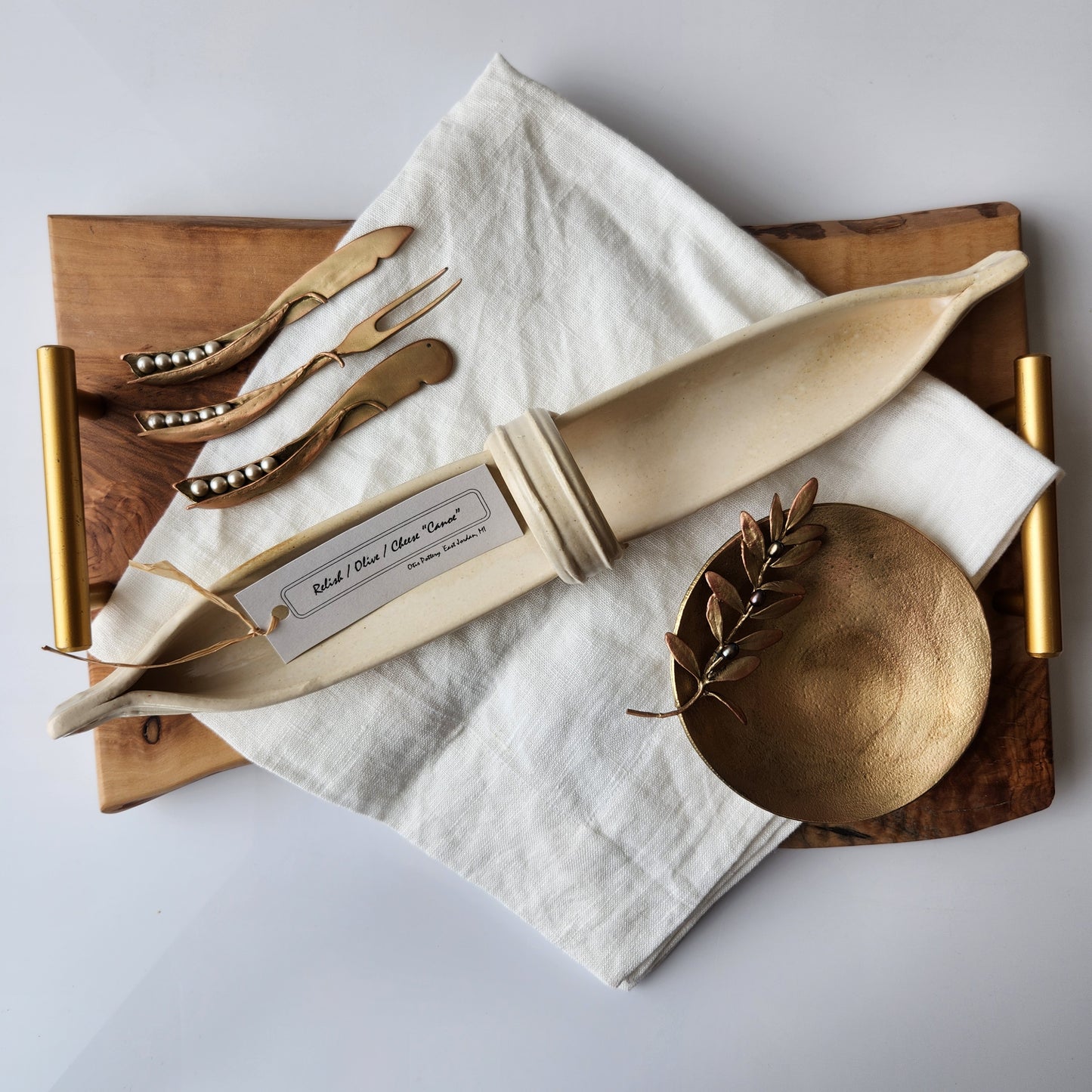Small Relish, Olive, and Cheese Canoes by Otis Pottery