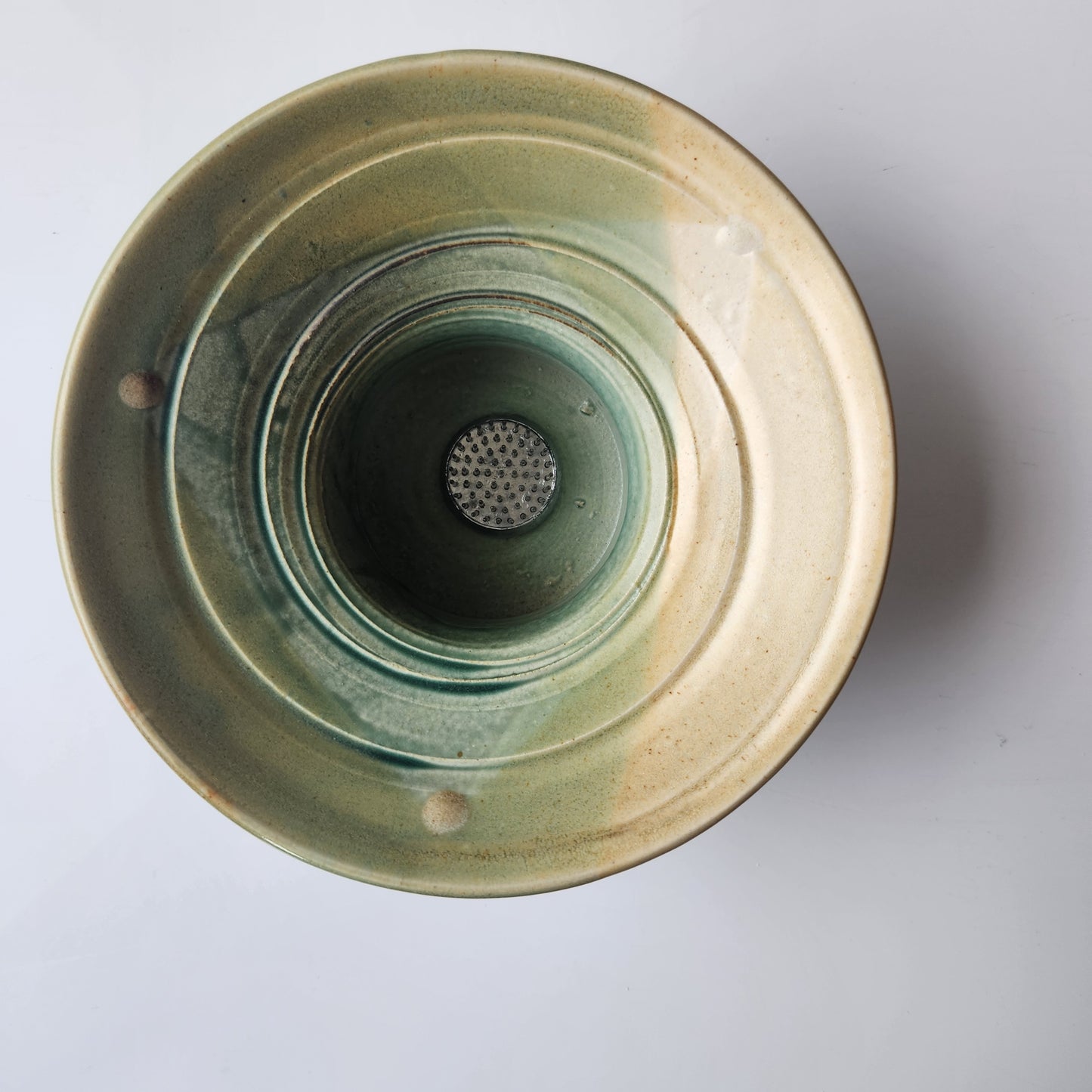 Large Ikebana Vase and Flower Frog by Otis Pottery