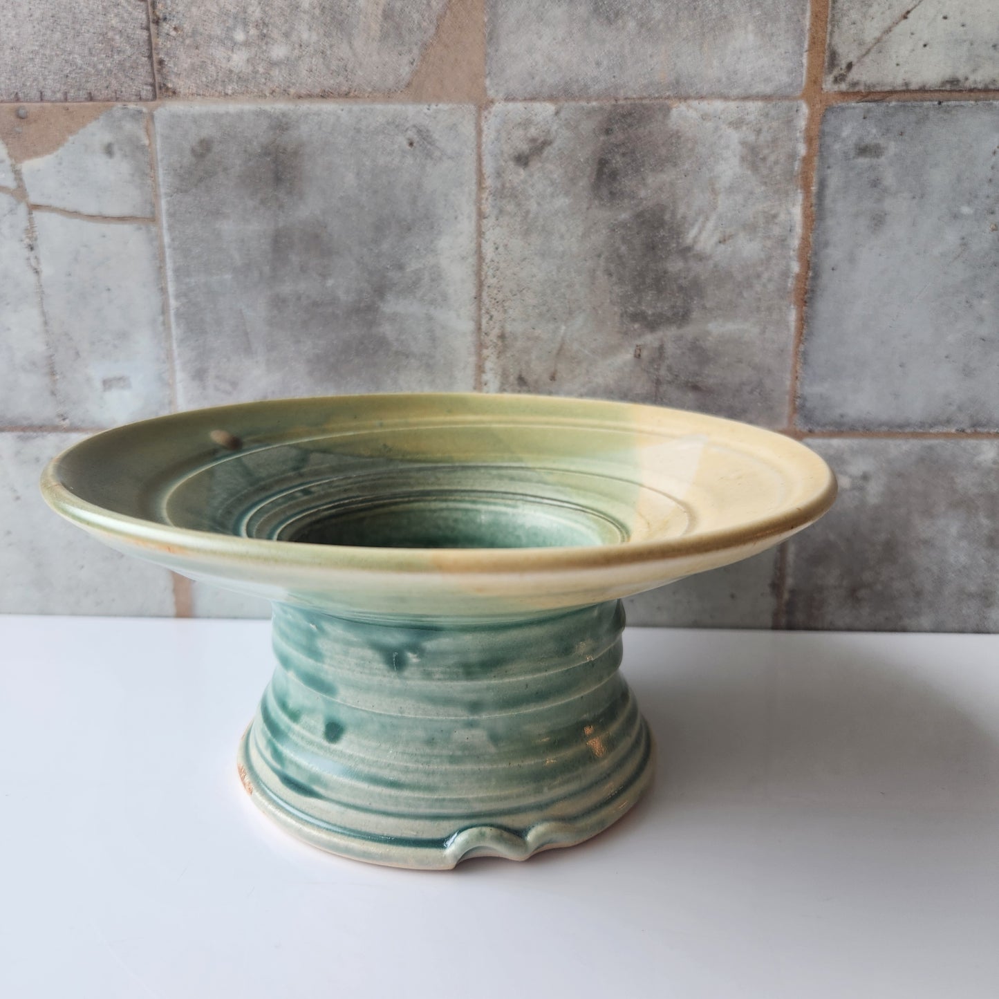Large Ikebana Vase and Flower Frog by Otis Pottery