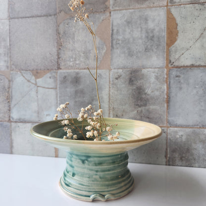 Large Ikebana Vase and Flower Frog by Otis Pottery