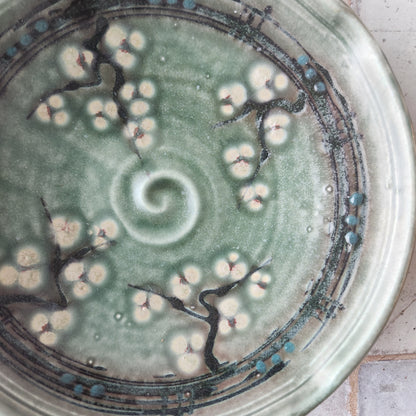 Brie Baker in Teal Cherry Blossoms by Otis Pottery