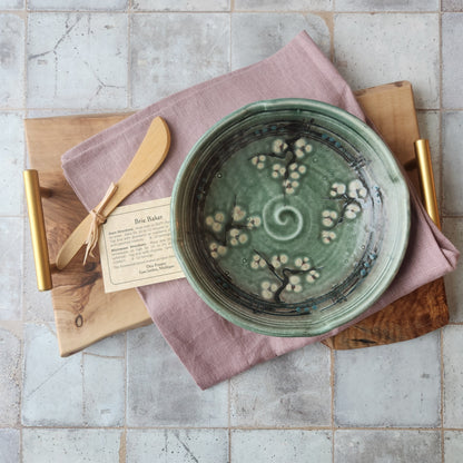 Brie Baker in Teal Cherry Blossoms by Otis Pottery