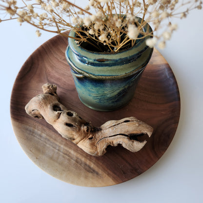Small Green and Blue Oval Vase by Jan Toscano