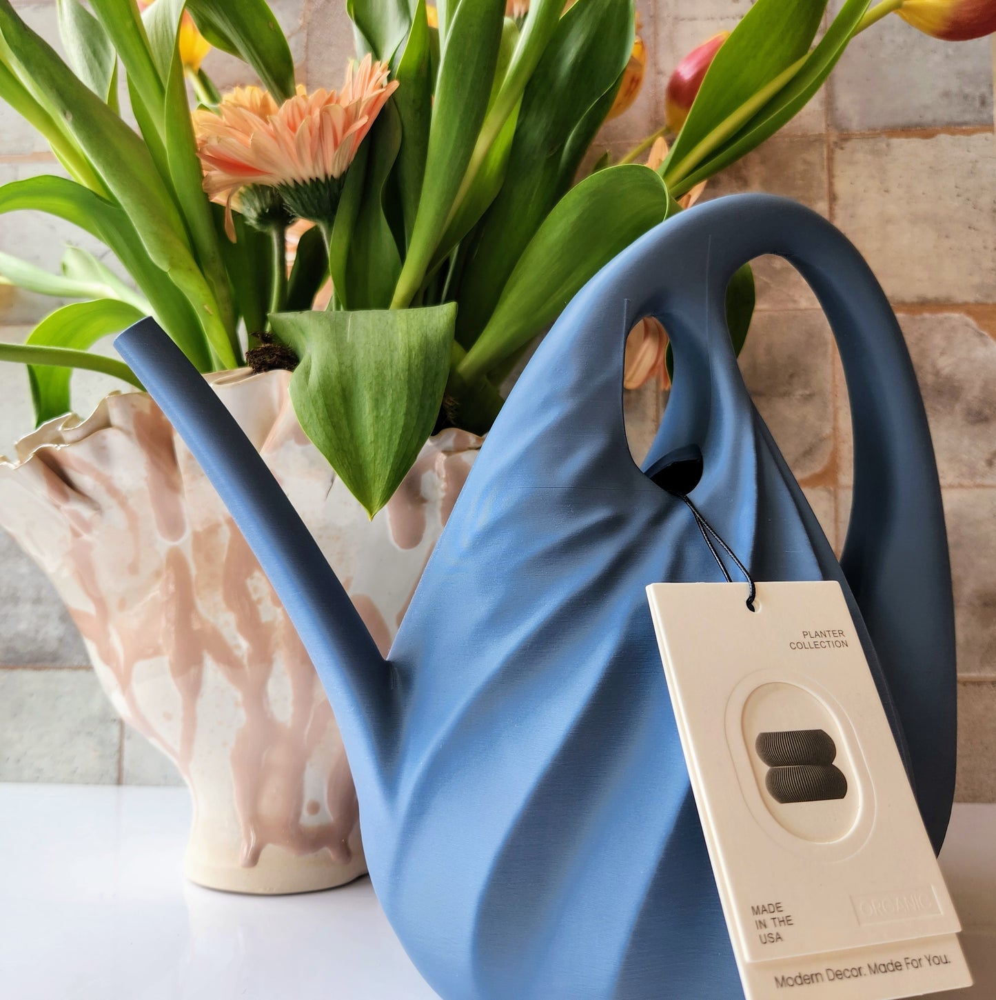 Swirl Watering Can in Blue by Modernized Pottery