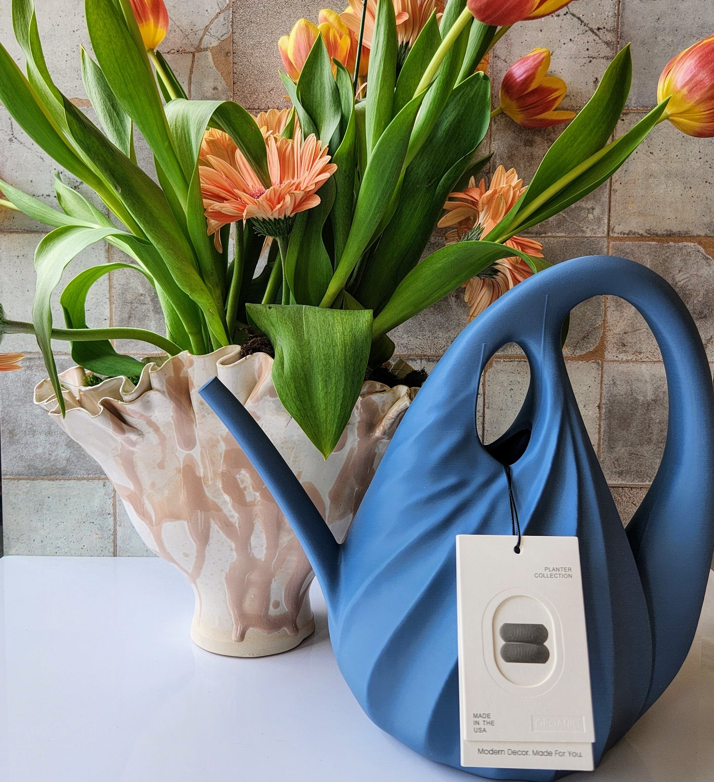 Swirl Watering Can in Blue by Modernized Pottery