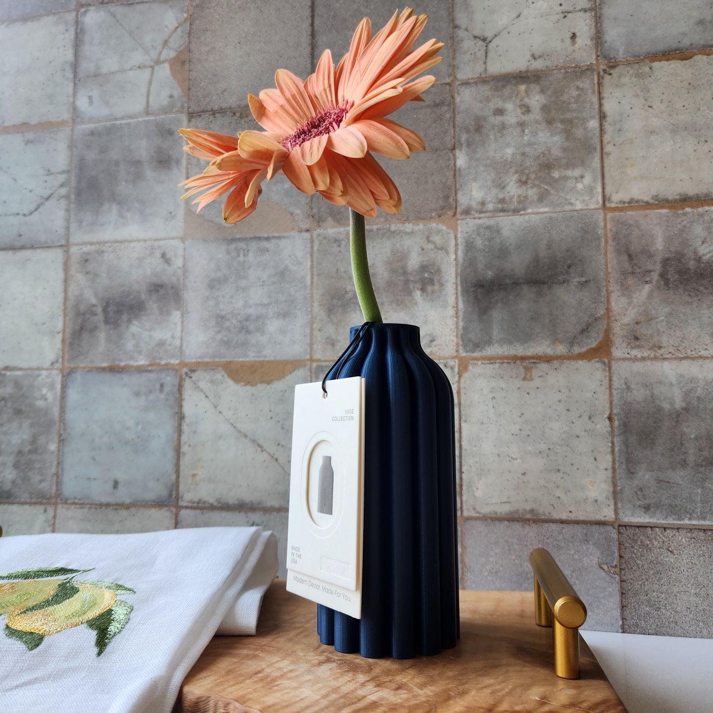 Small Pillar Vase in Navy Blue by Modernized Pottery