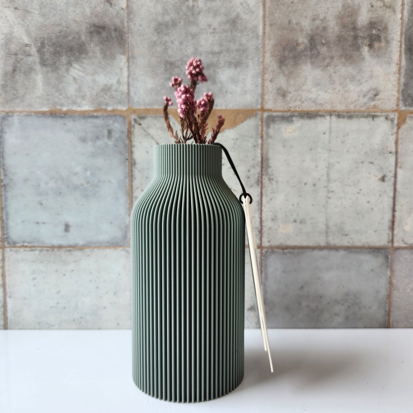 Small Bottle Vase in Green by Modernized Pottery