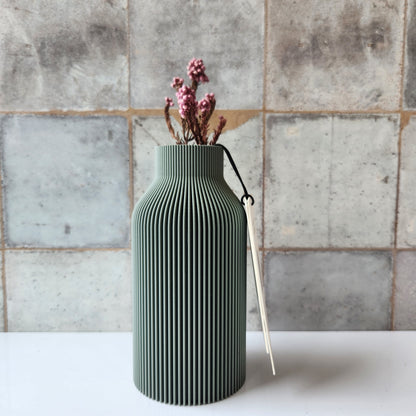 Small Bottle Vase in Green by Modernized Pottery