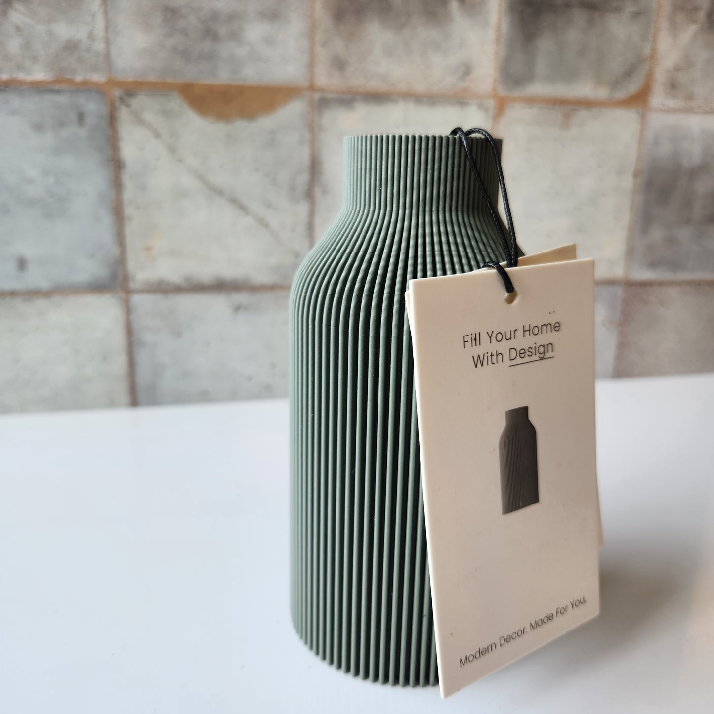 Small Bottle Vase in Green by Modernized Pottery