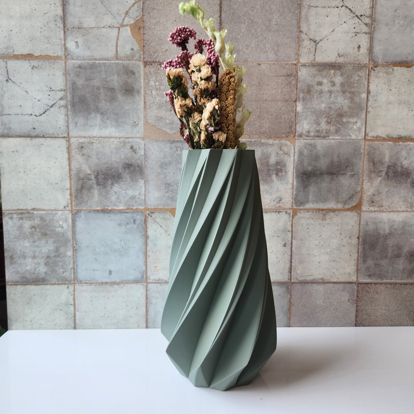 Large Timber Vase in Green by Modernized Pottery