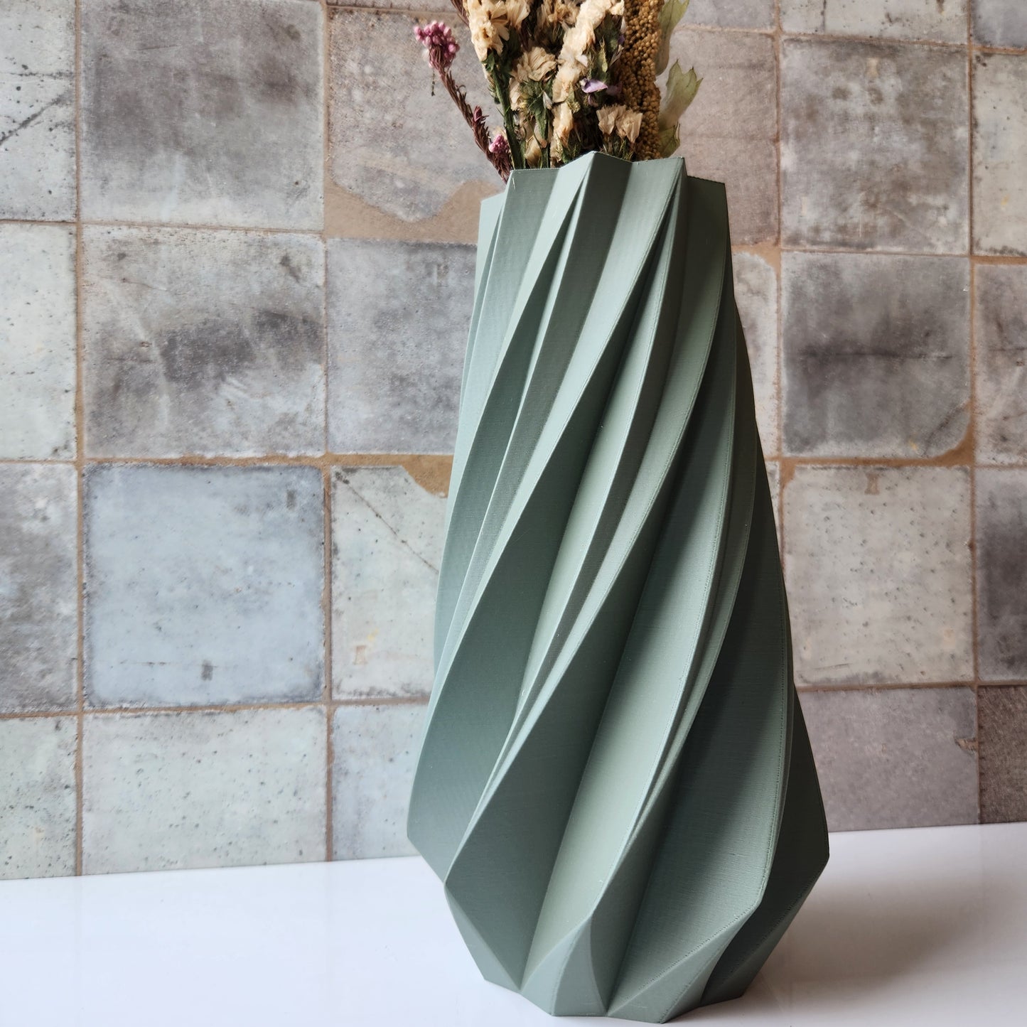 Large Timber Vase in Green by Modernized Pottery