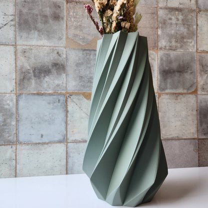 Large Timber Vase in Green by Modernized Pottery