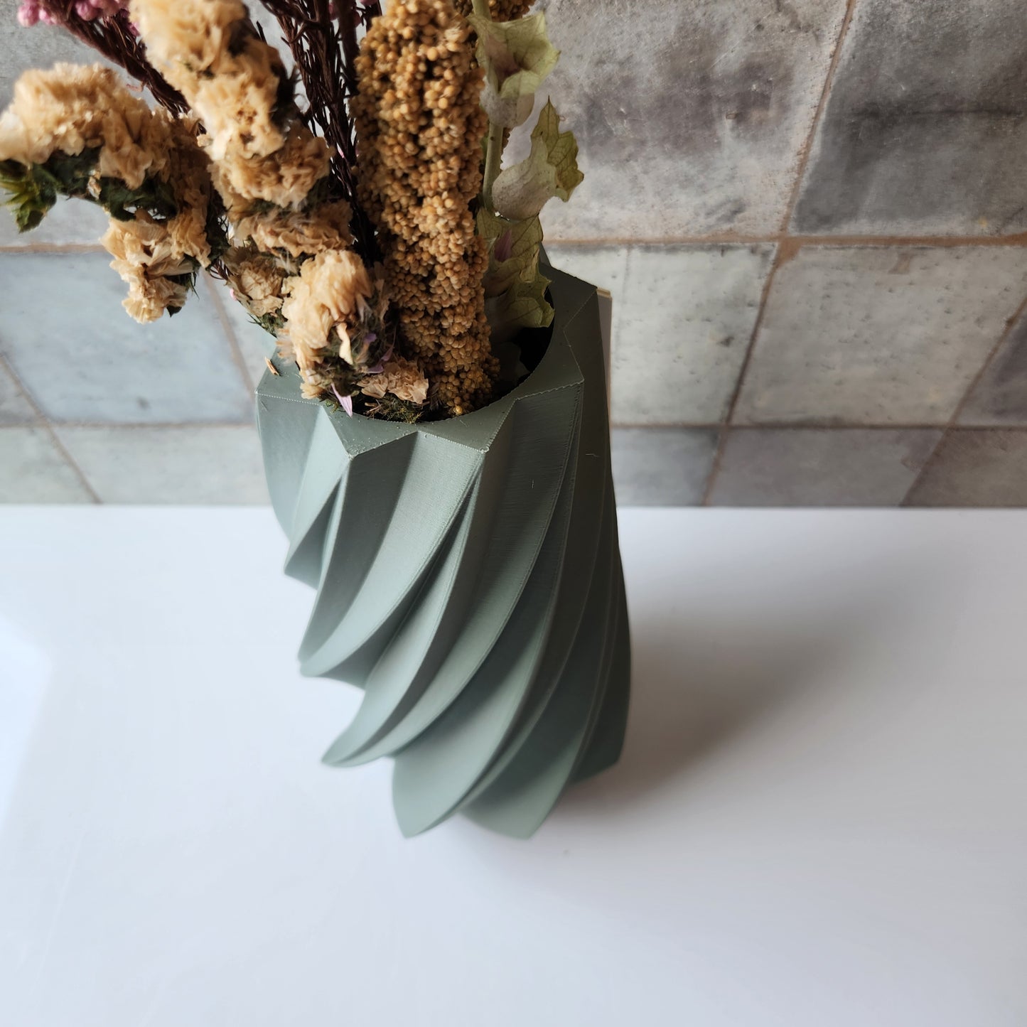 Large Timber Vase in Green by Modernized Pottery