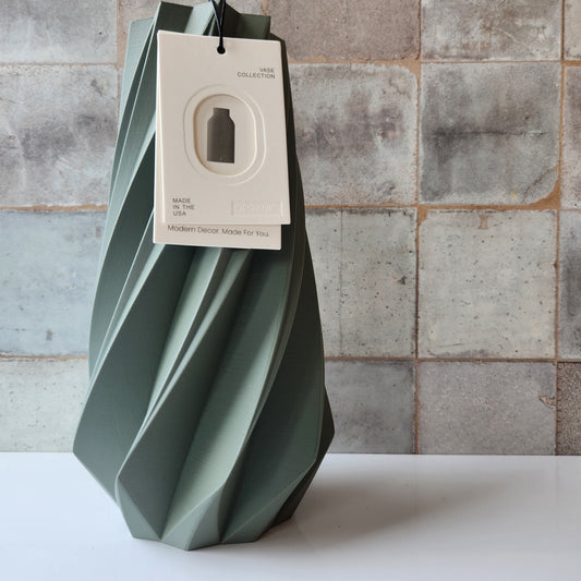 Large Timber Vase in Green by Modernized Pottery