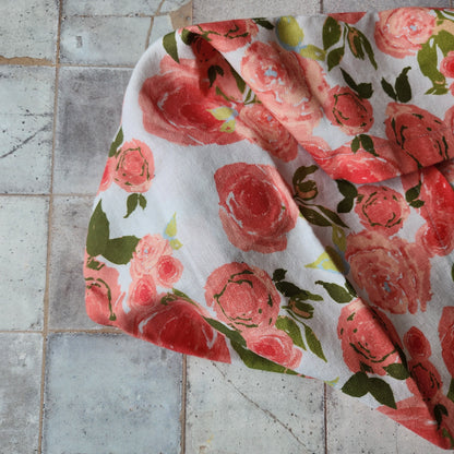 Linen Towel For Kitchen or Bath in "Rosette" by Glass Muriel
