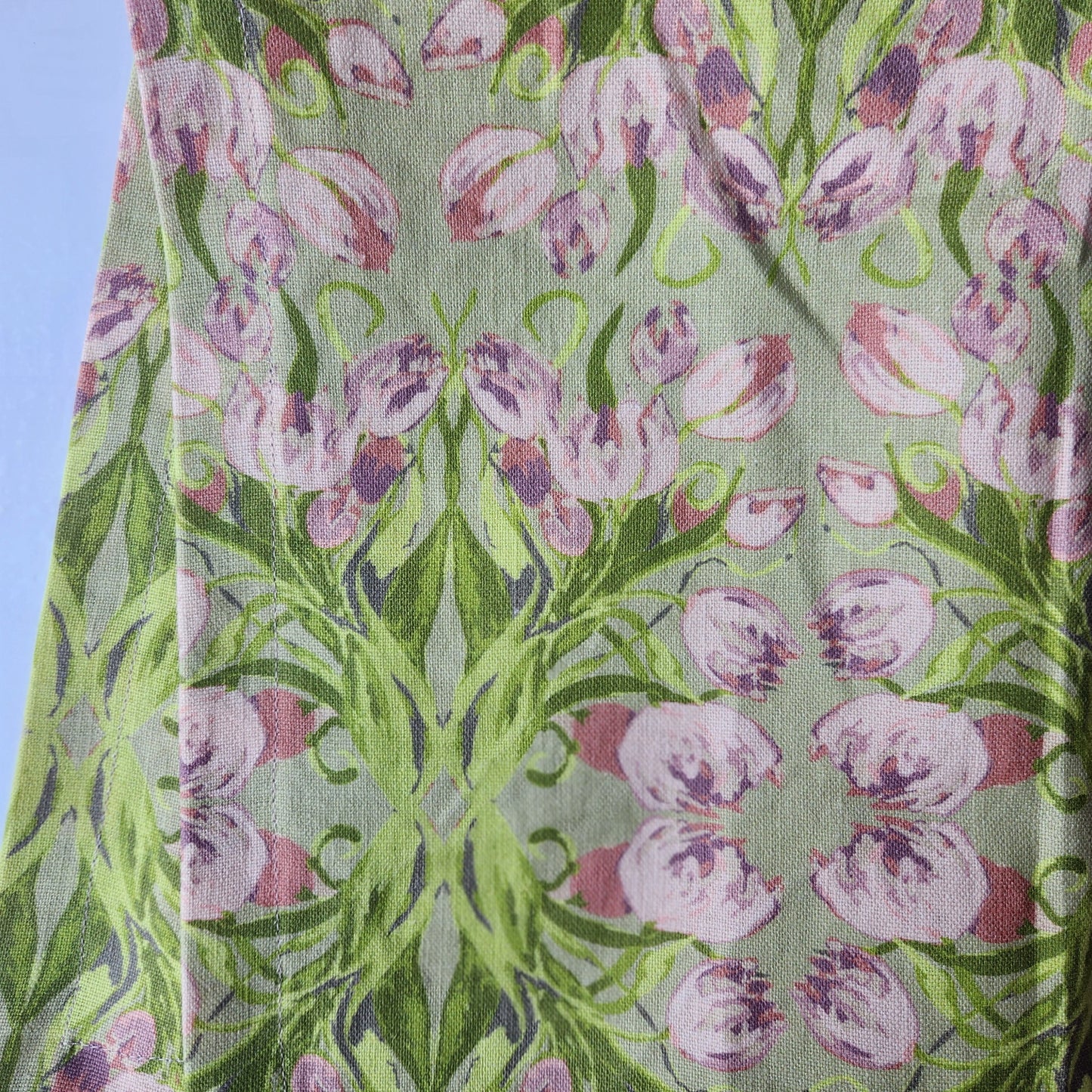 Linen Towel For Kitchen or bath "Mirrored Tulips" by Glass Muriel