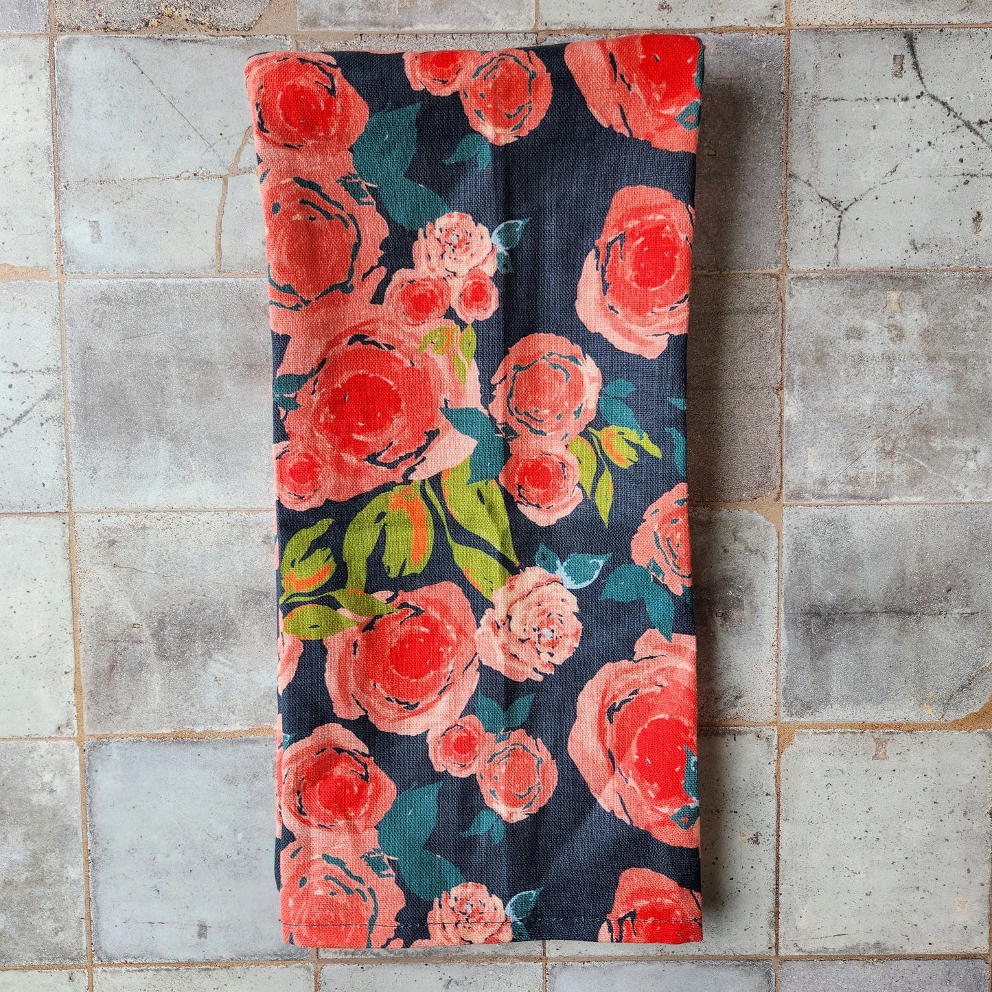 Linen Towel For Kitchen or Bath in "Rosette" by Glass Muriel