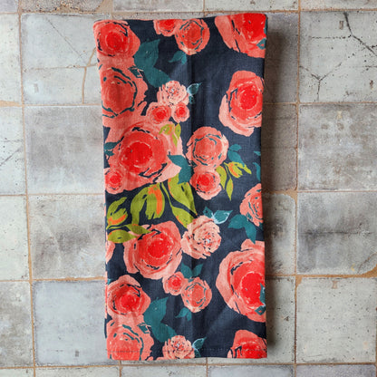 Linen Towel For Kitchen or Bath in "Rosette" by Glass Muriel